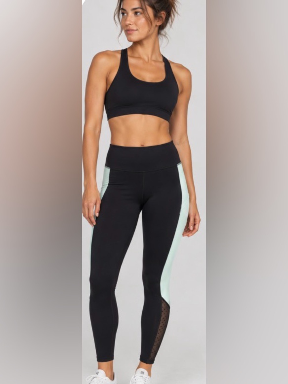 Lululemon Run Inspire Crop II Black Mint Moment Mesh Leggings Size 6
